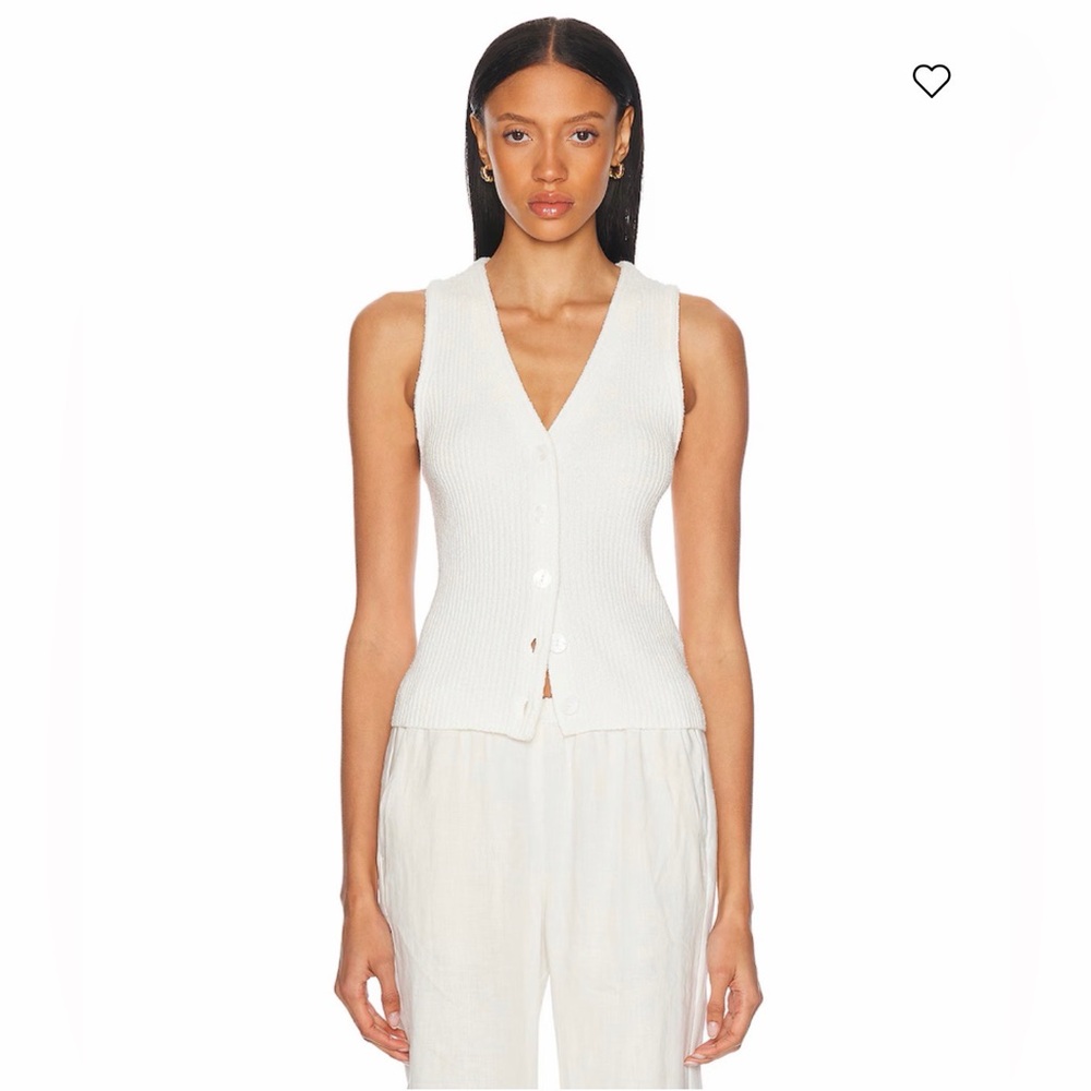 New Enza Costa Boucle Knit Vest in Off White Size Small - Picture 2 of 8